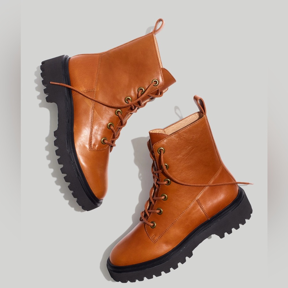 Madewell - Rayna Lace-Up Boot - English Saddle Leather 8M